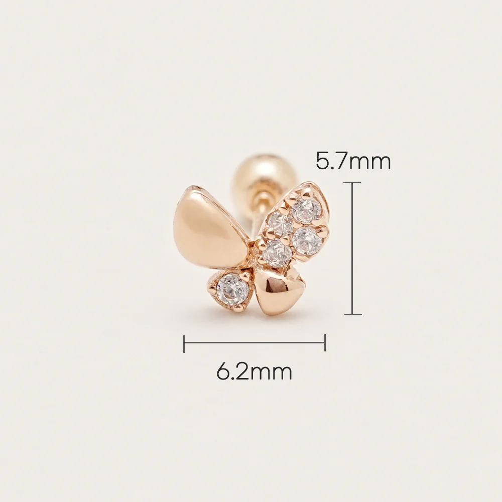 14K Gold Life Butterfly Cartilage Earring 20G - Image 7