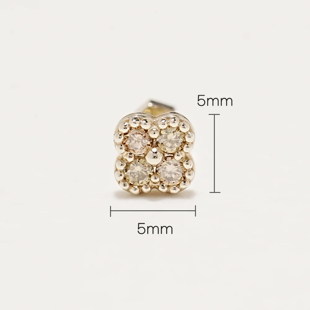 14K Gold Light Brown Diamond Flower Cartilage Earring 18G - Image 6