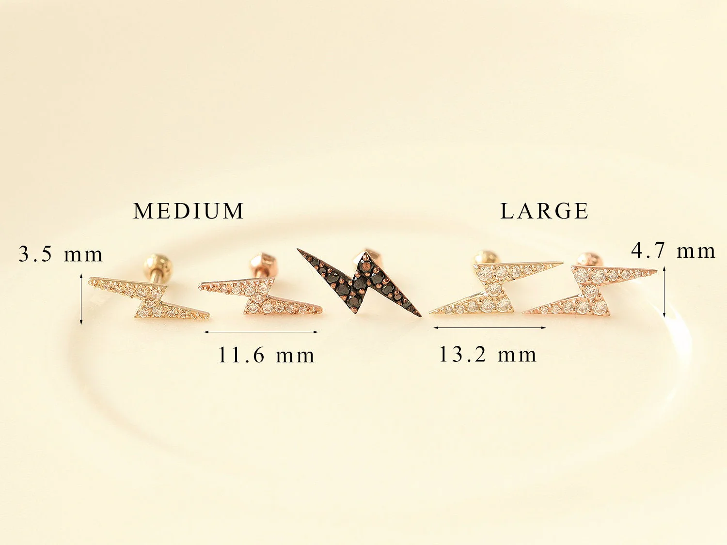 14K Gold Lightning Bolt Cartilage Earring 18G16G - Image 11