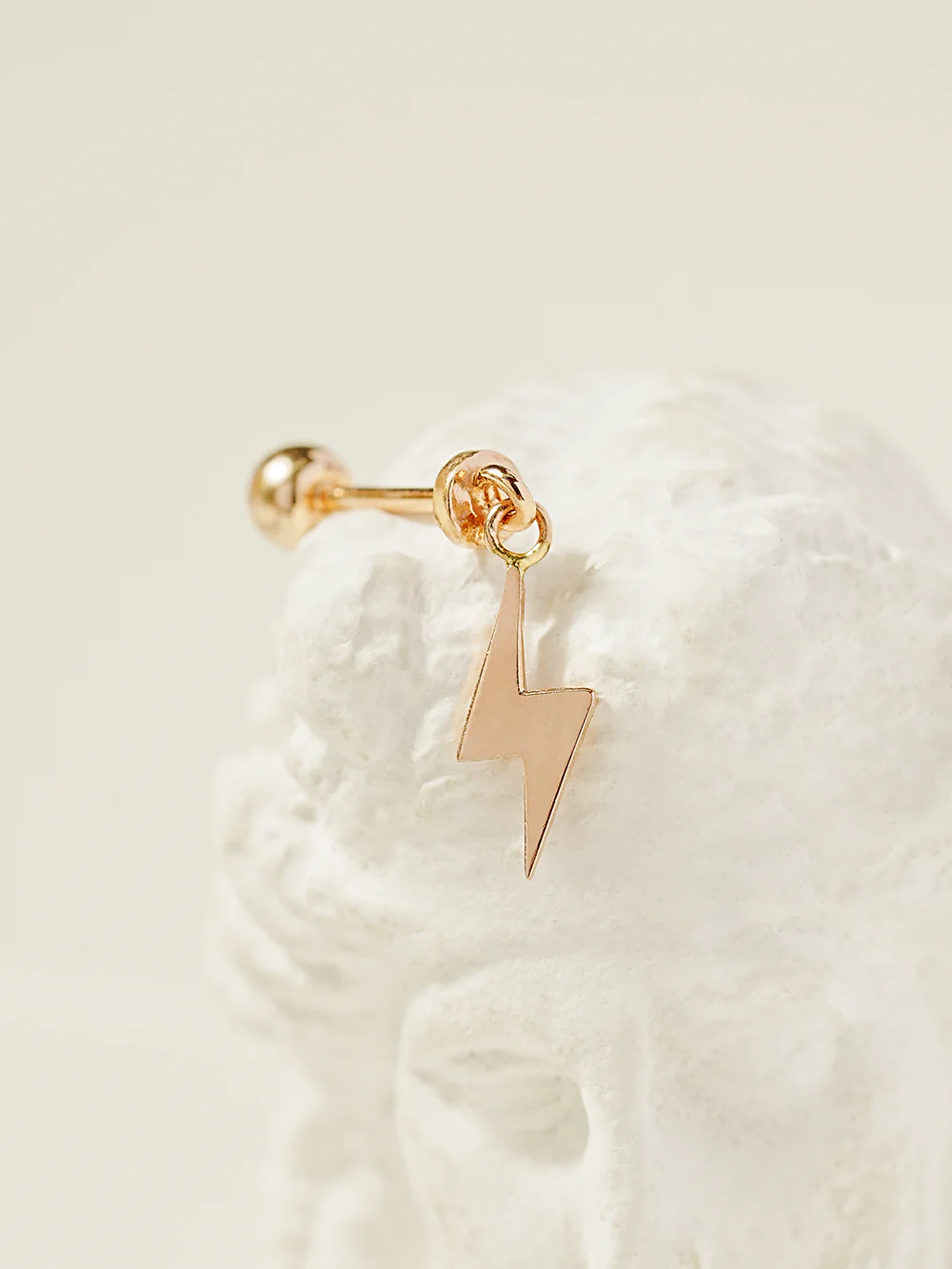 14K Gold Lightning Drop Cartilage Earring 20G