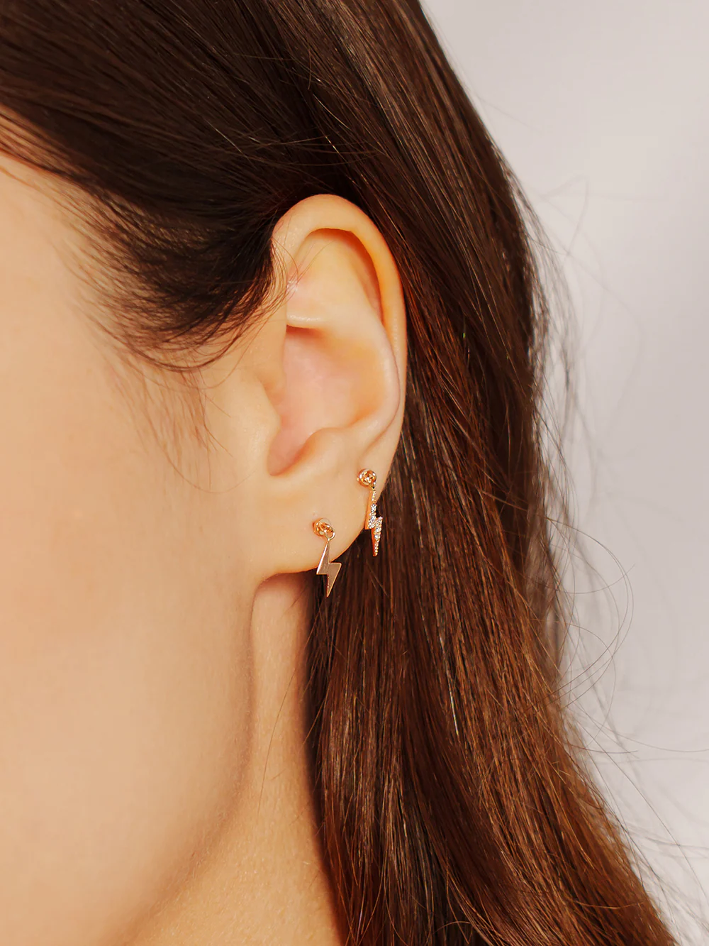 14K Gold Lightning Drop Cartilage Earring 20G - Image 6