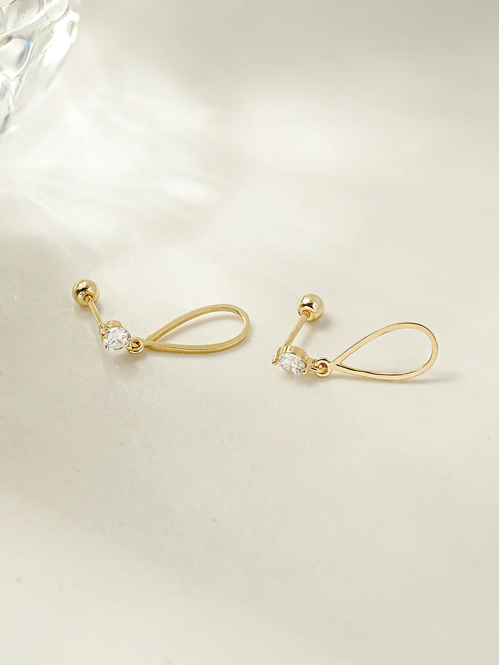 14K Gold Line Waterdrop Cartilage Earring 20G18G16G - Image 5