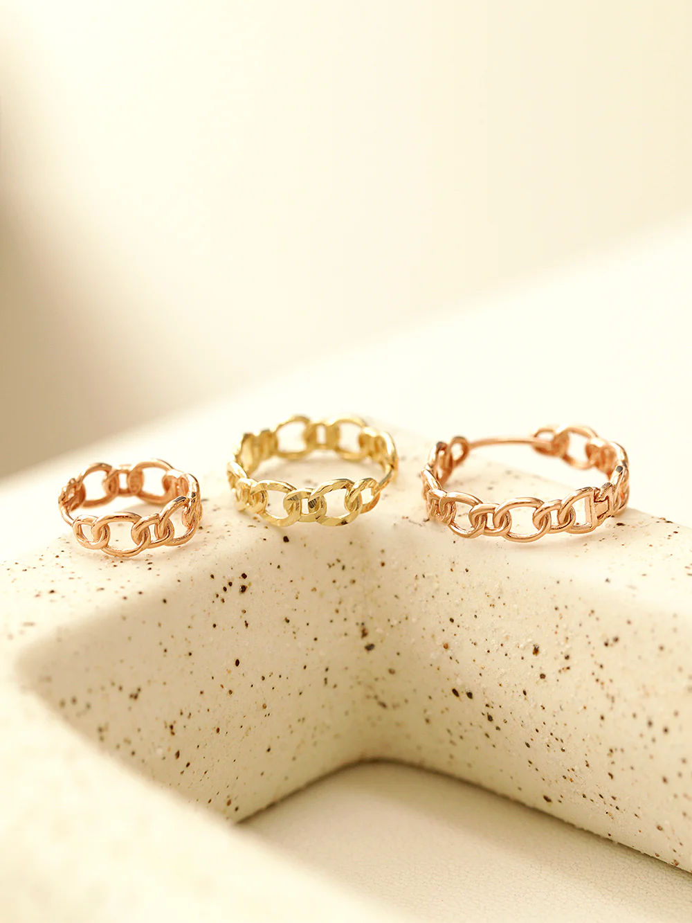 14K Gold Link Chain Cutting Cartilage Hoop Earring - Image 5