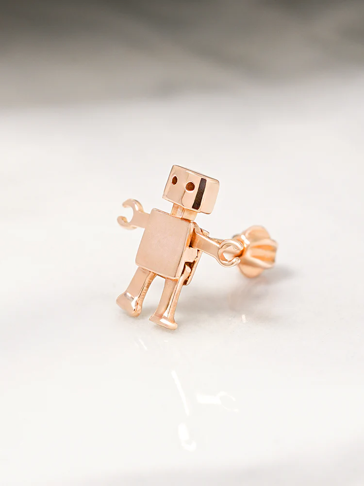 14K Gold Little Joint Robot Cartilage Earring 18G16G - Image 11