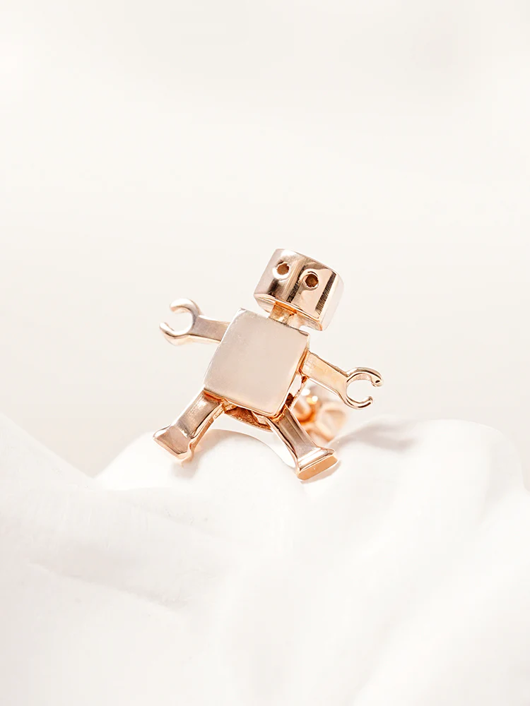 14K Gold Little Joint Robot Cartilage Earring 18G16G - Image 8