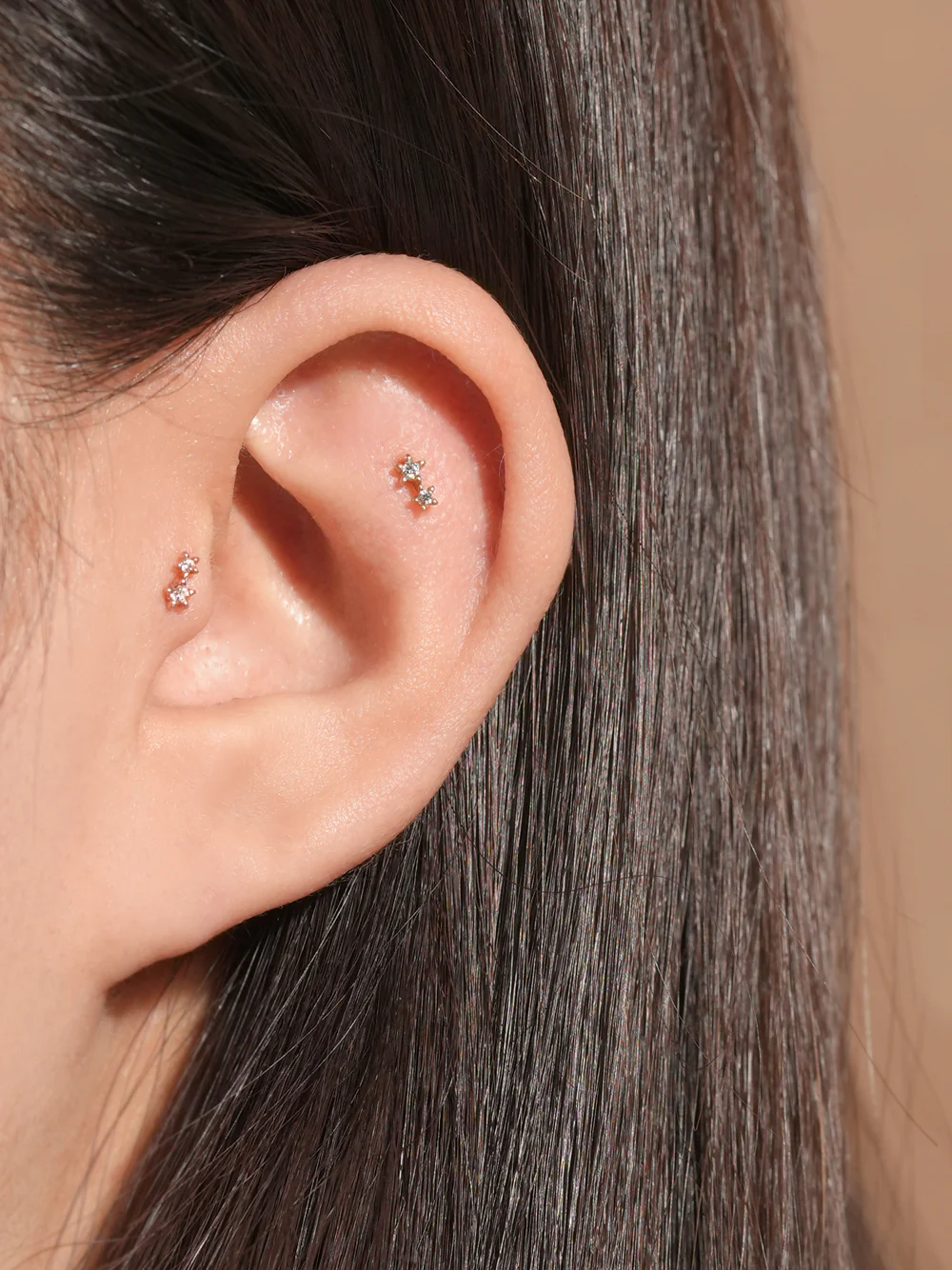 14K Gold Little Star Cartilage Earring 20G18G16G - Image 6