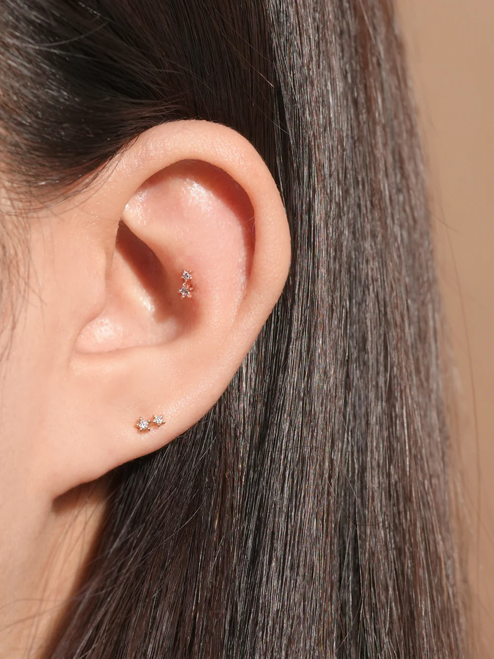 14K Gold Little Star Cartilage Earring 20G18G16G - Image 8