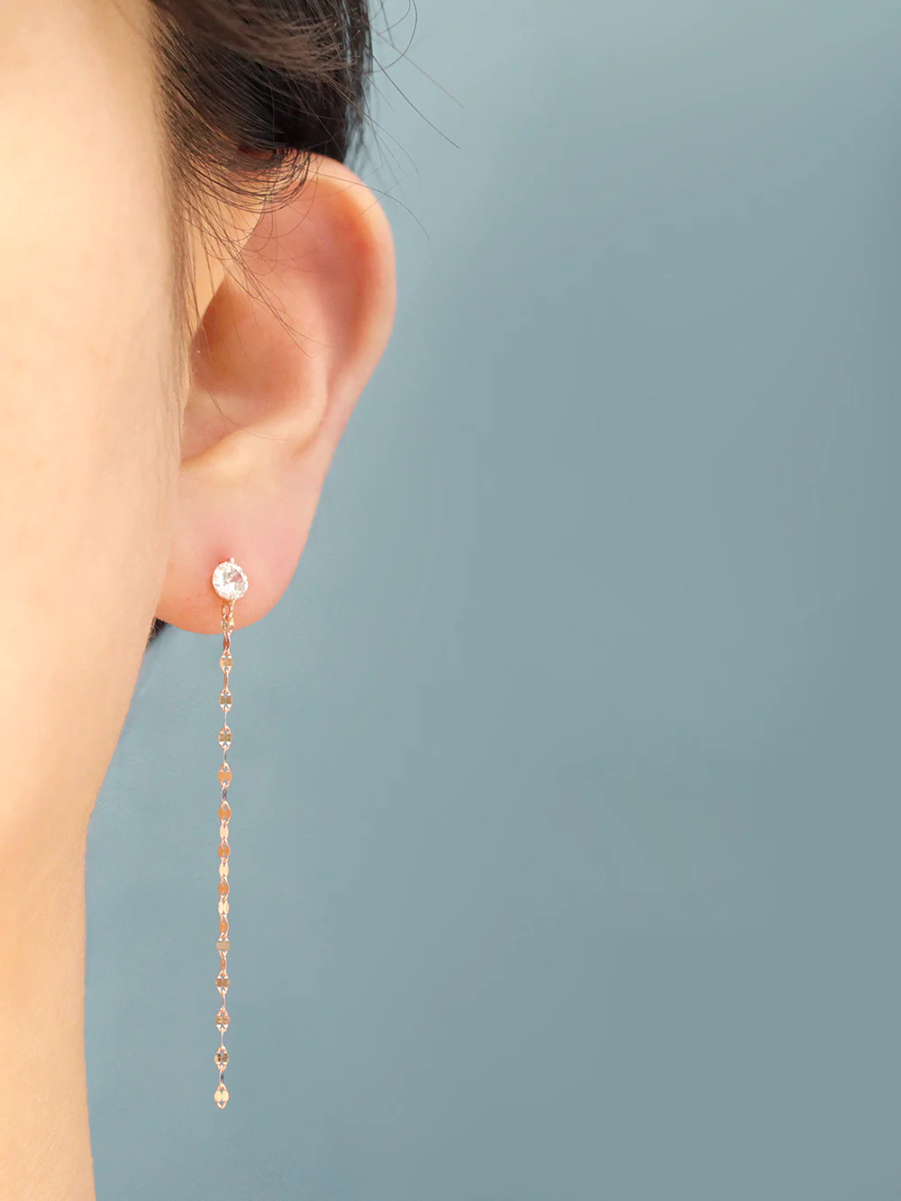14K Gold Long Chain Cubic Cartilage Earring 20G18G16G - Image 6