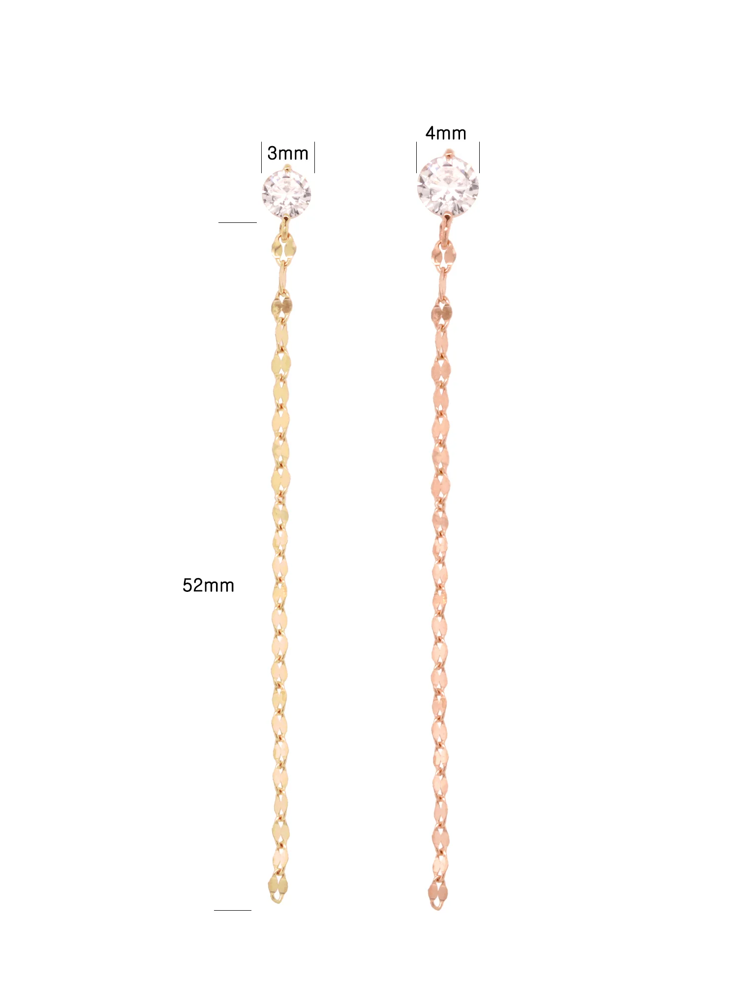 14K Gold Long Chain Cubic Cartilage Earring 20G18G16G - Image 8