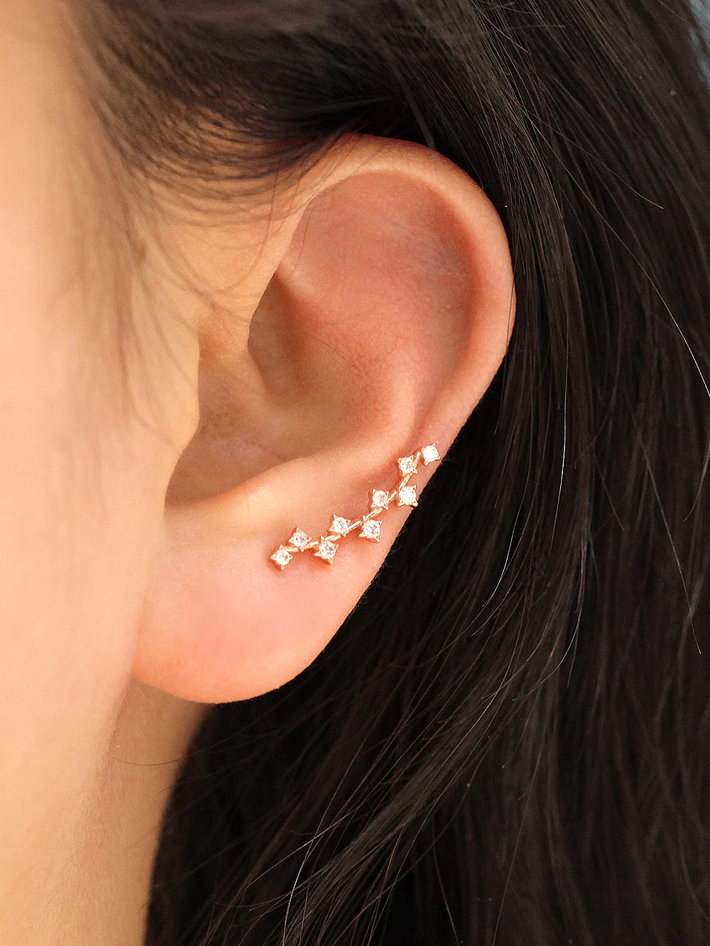 14K Gold Long Curve Cubic Cartilage Earring 20G18G16G - Image 3