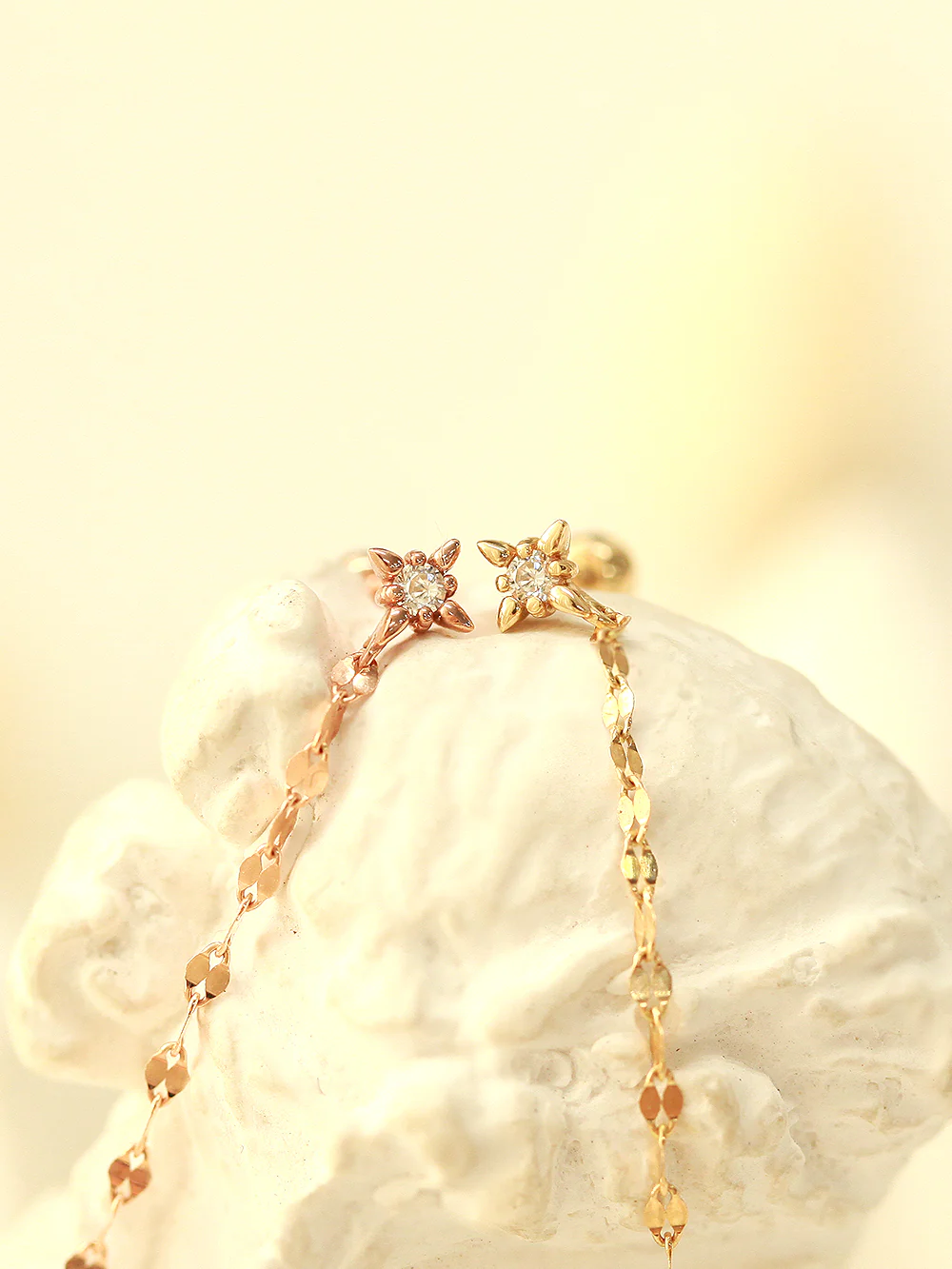 14K Gold Long Drop Chain Cubic Cartilage Piercing Earring 20G18G16G - Image 4