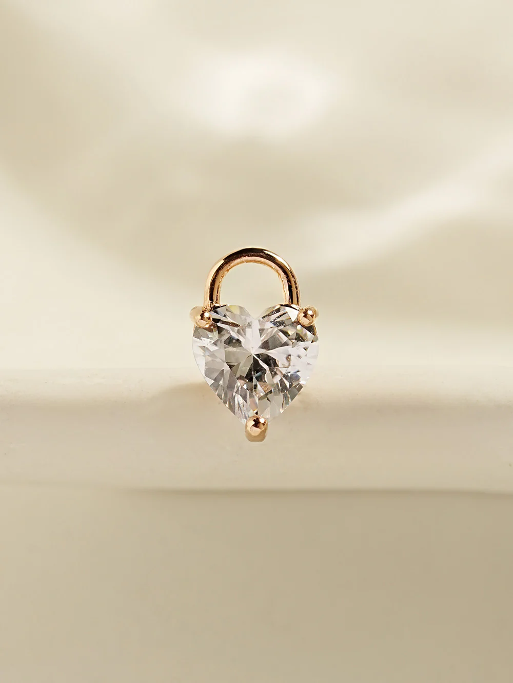 14K Gold Lovely Heart Lock Cartilage Earring 18G16G - Image 5