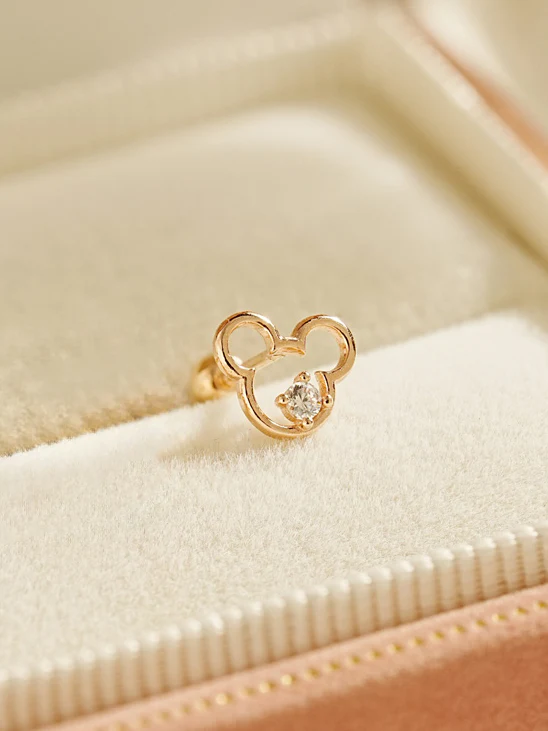14K Gold Lovely Mouse Cartilage Earring 20G - Image 3