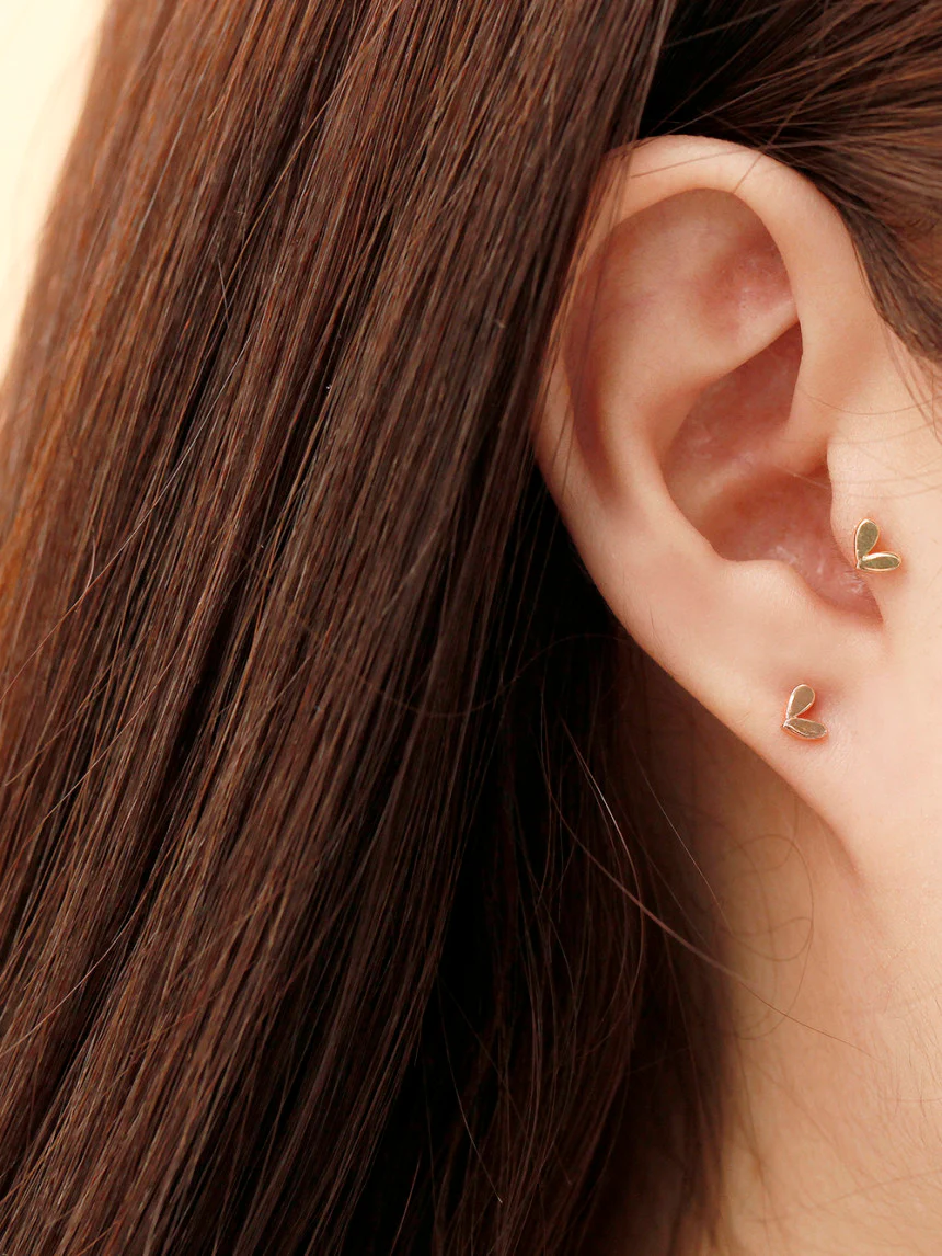 14K Gold Lovely Point Heart Cartilage Earring 20G18G16G - Image 10