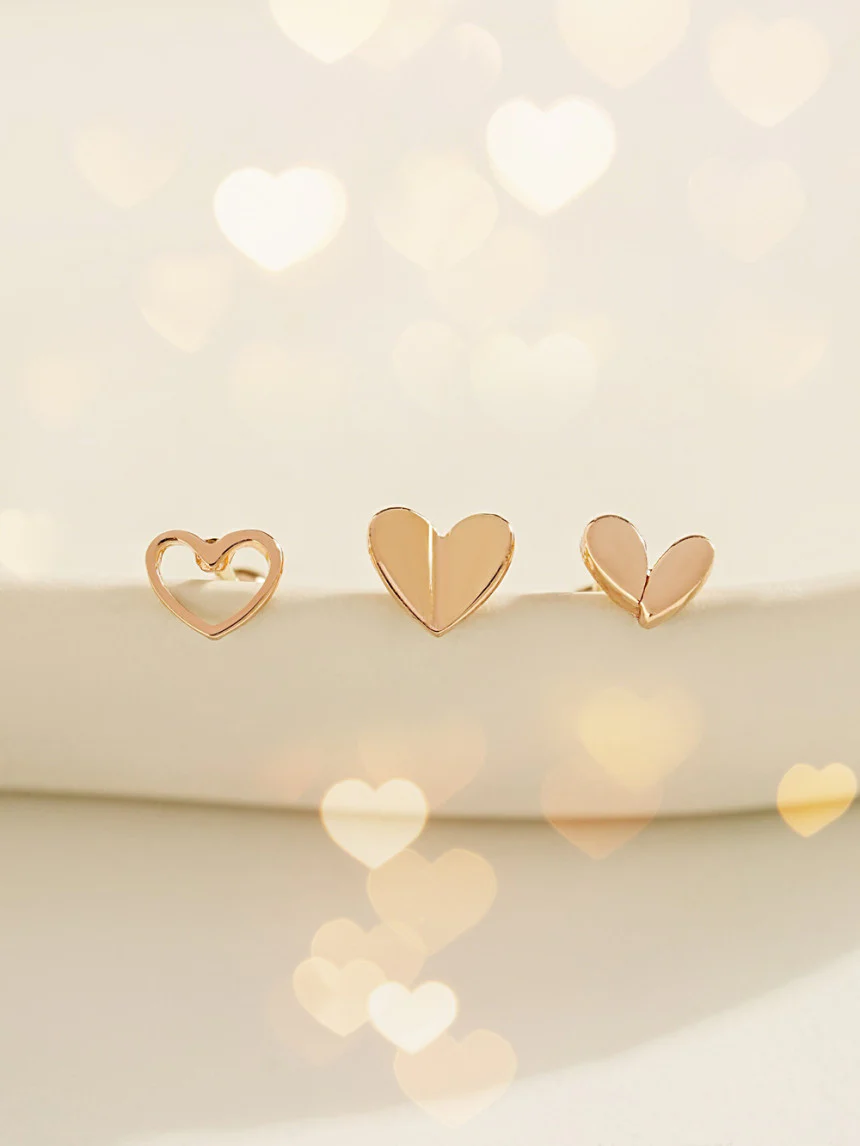 14K Gold Lovely Point Heart Cartilage Earring 20G18G16G - Image 11