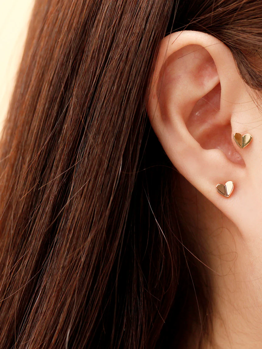 14K Gold Lovely Point Heart Cartilage Earring 20G18G16G - Image 12