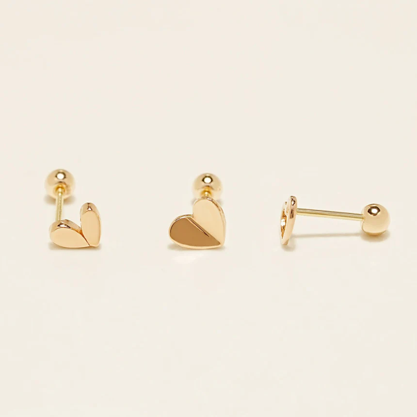 14K Gold Lovely Point Heart Cartilage Earring 20G18G16G - Image 17