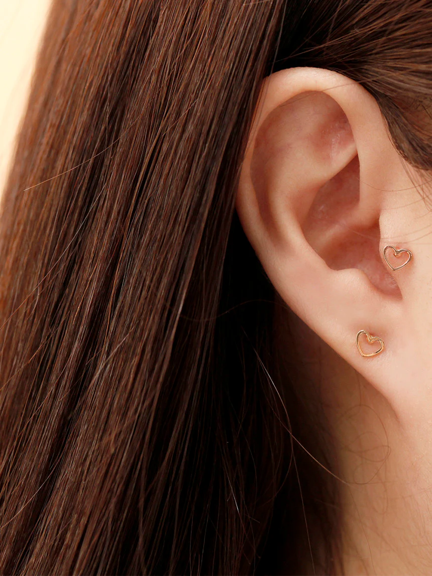 14K Gold Lovely Point Heart Cartilage Earring 20G18G16G - Image 8