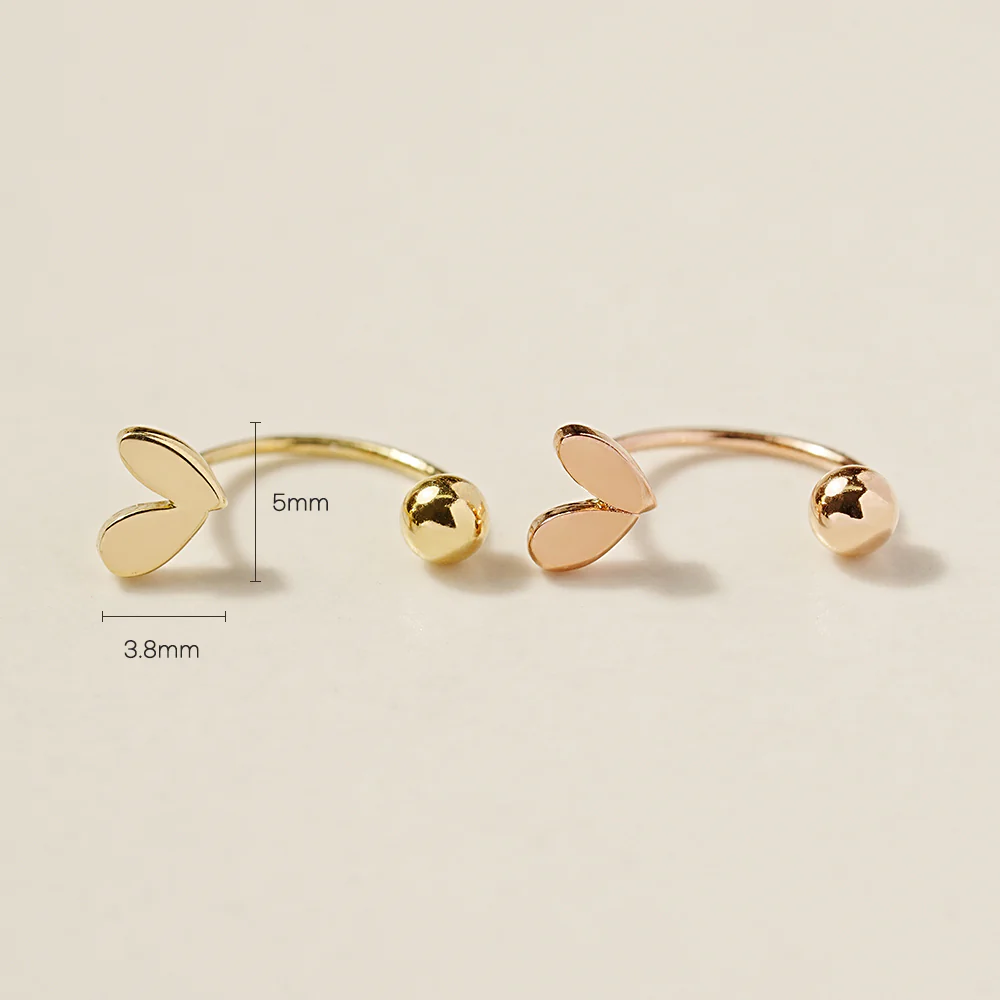14K Gold Lovely Point Heart Curve Piercing 20G - Image 5