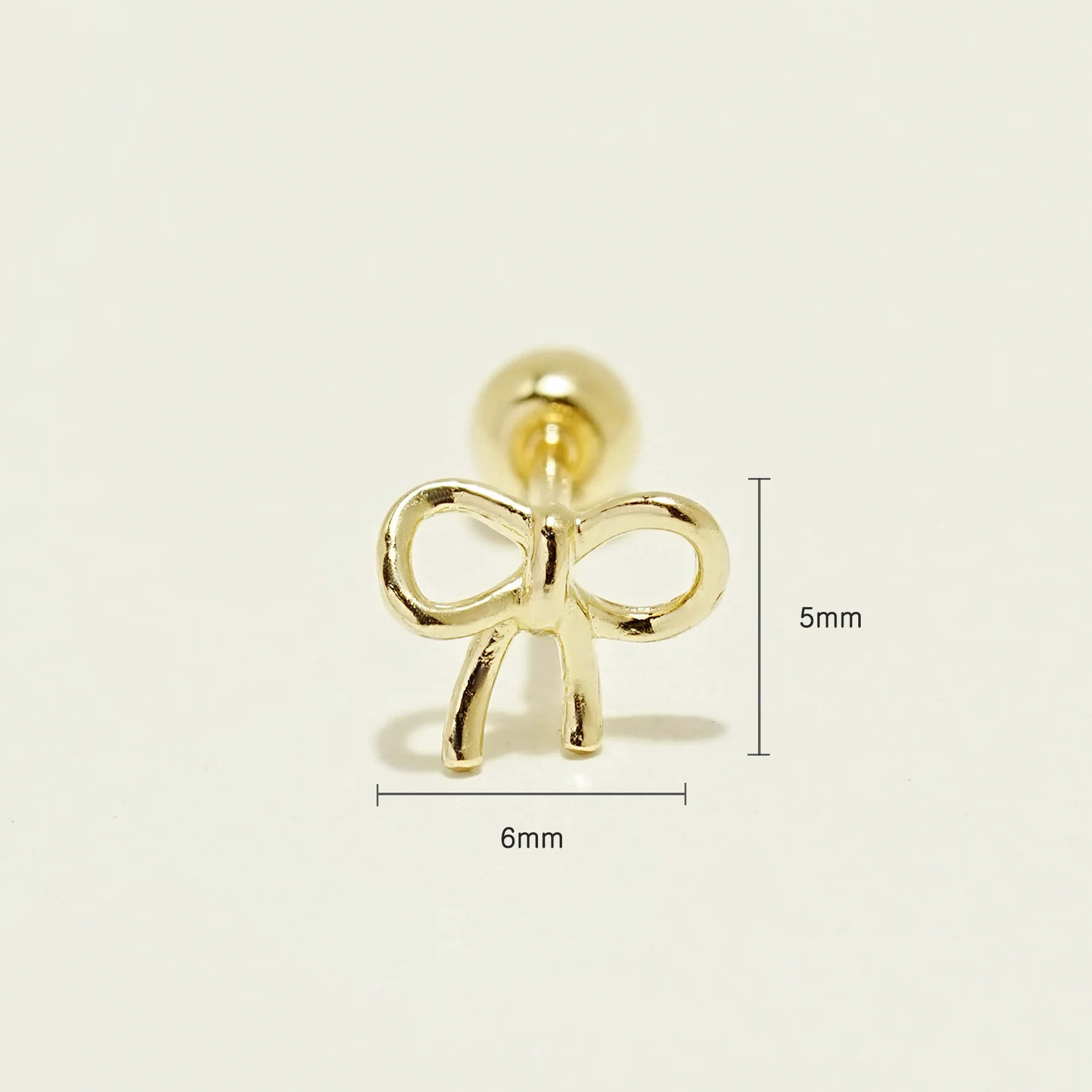 14K Gold Lovely Ribbon Cartilage Earring 20G - Image 7