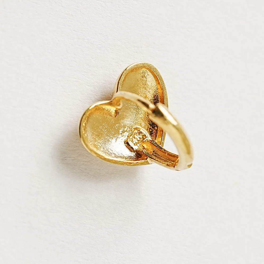 14K Gold Lovely Voluminious Heart Cartilage Hoop Earring - Image 16