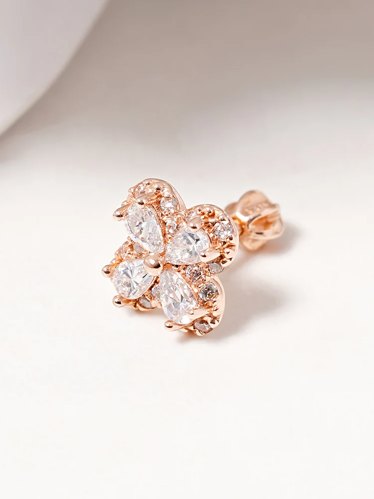 14K Gold Lucky Clover Cartilage Earring 18G16G