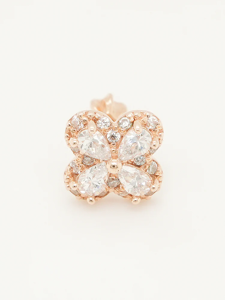 14K Gold Lucky Clover Cartilage Earring 18G16G - Image 11