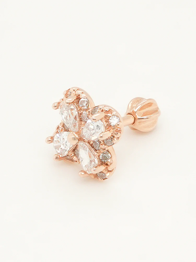 14K Gold Lucky Clover Cartilage Earring 18G16G - Image 12