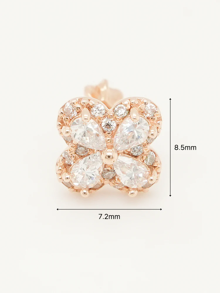 14K Gold Lucky Clover Cartilage Earring 18G16G - Image 14