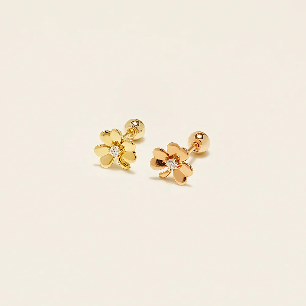 14K Gold Lucky Clover Cartilage Earring 20G18G16G - Image 14