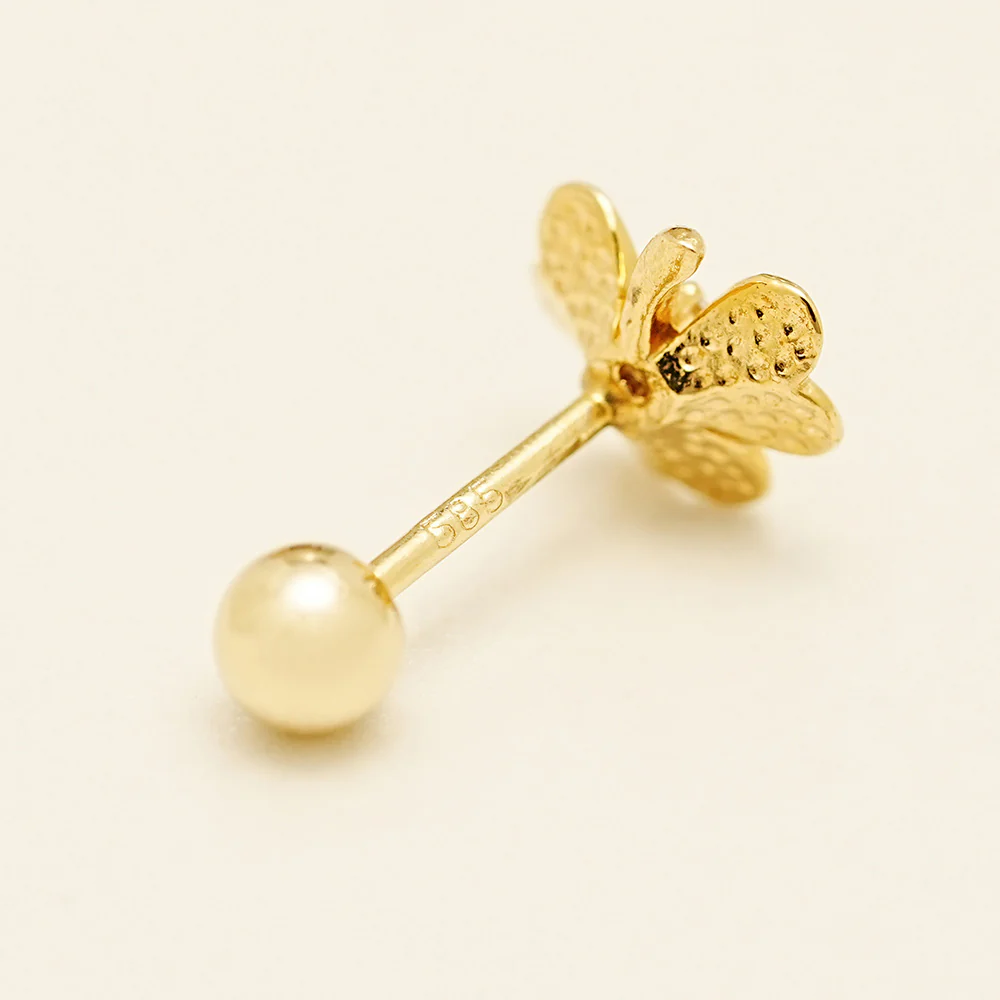 14K Gold Lucky Clover Cartilage Earring 20G18G16G - Image 16
