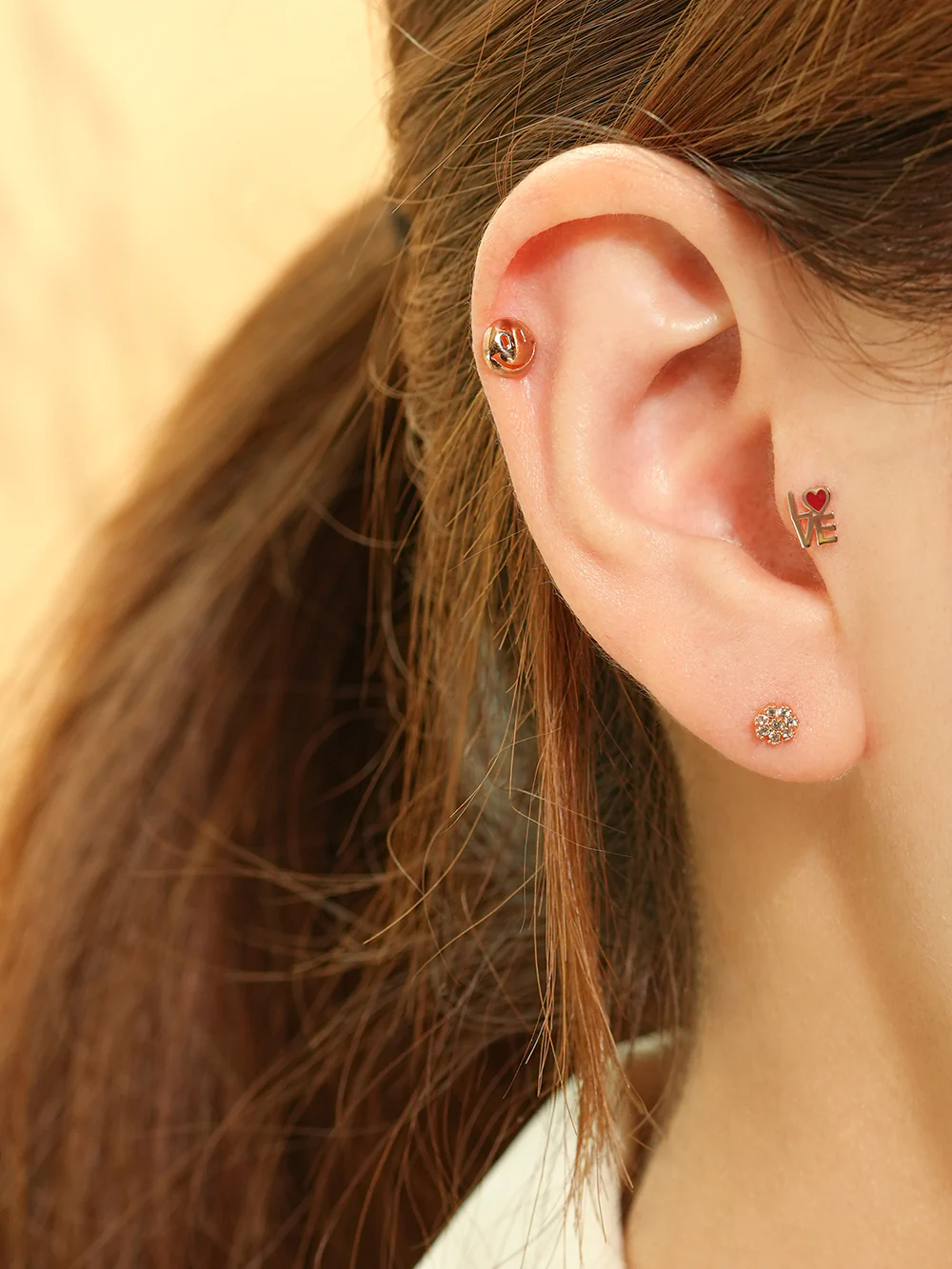 14K Gold Lucky Smile Cartilage Earring 20G - Image 5