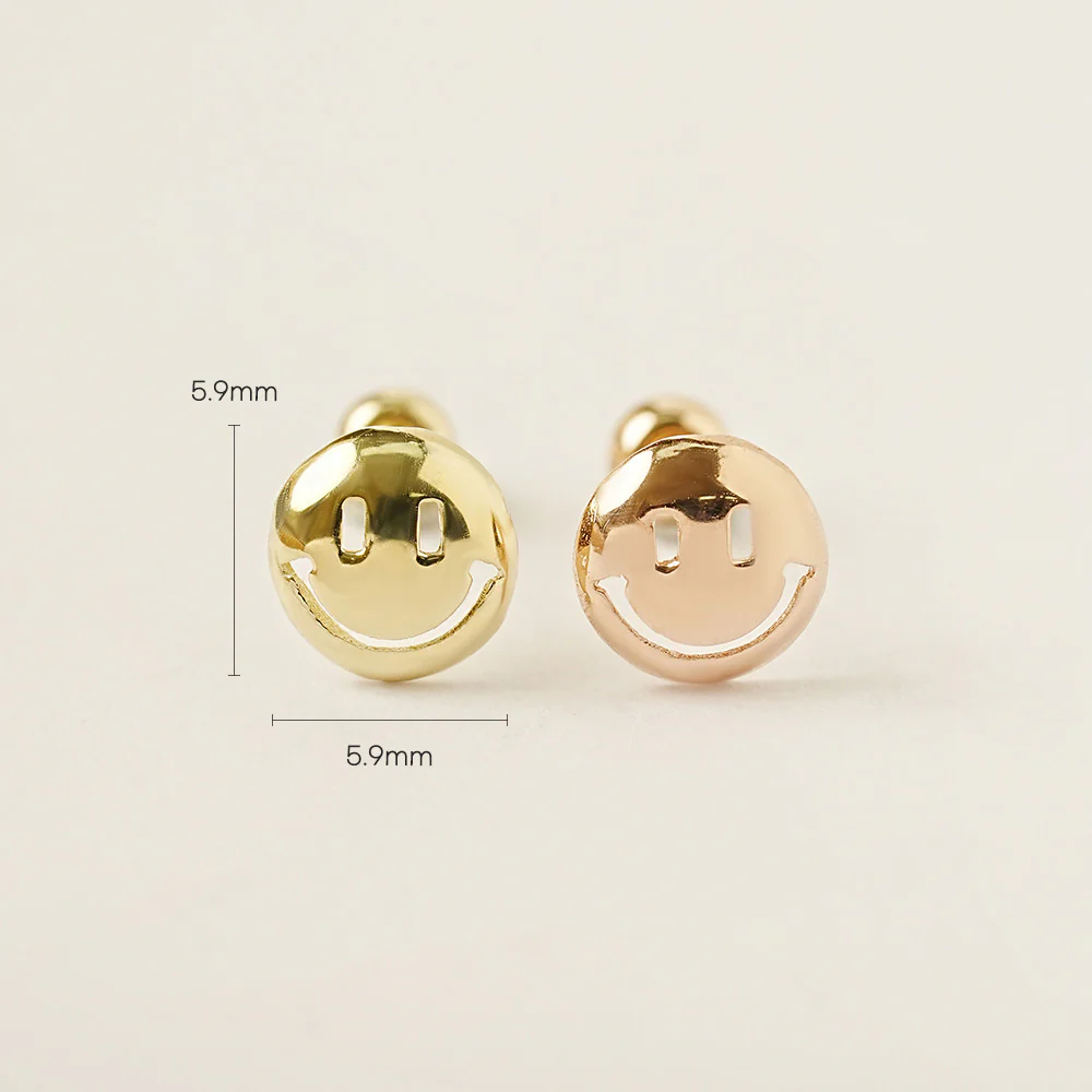 14K Gold Lucky Smile Cartilage Earring 20G - Image 7