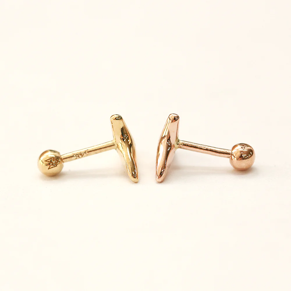 14K Gold Lucky Whale Tail Cartilage Earring 18G16G - Image 11