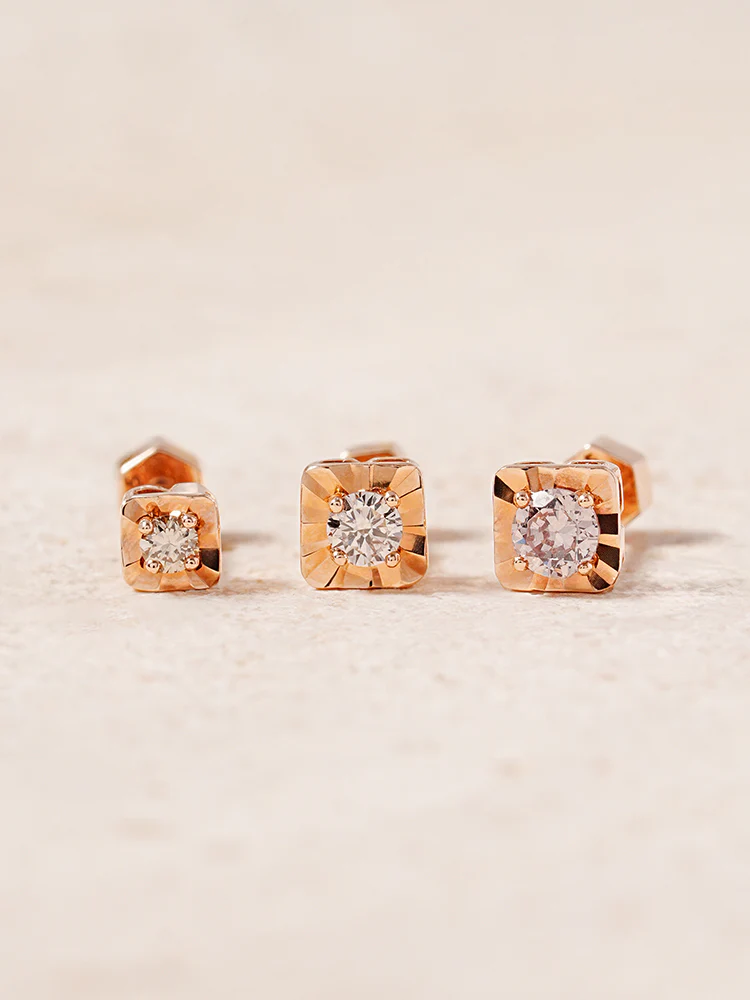 14K Gold Lumilight Golden Square Diamond Cartilage Earring 18G - Image 7