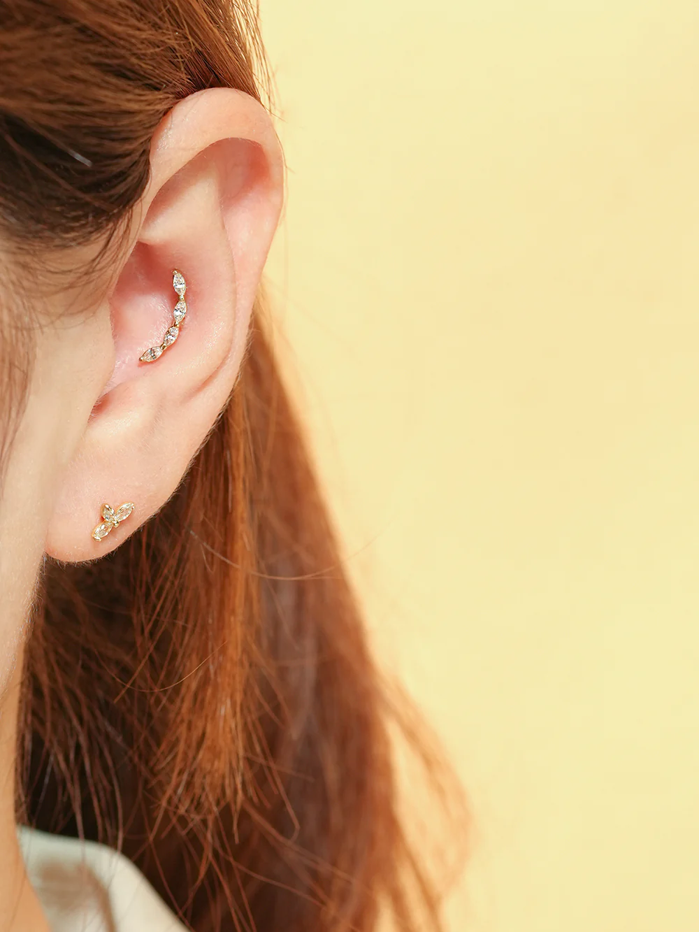 14K Gold Maple Leaf Cartilage Earring 20G - Image 5
