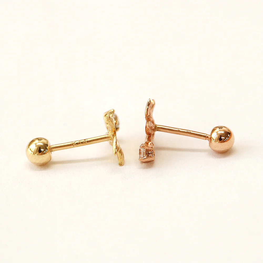 14K Gold Maple Mini Cubic Cartilage Piercing Earring 20G18G16G - Image 9