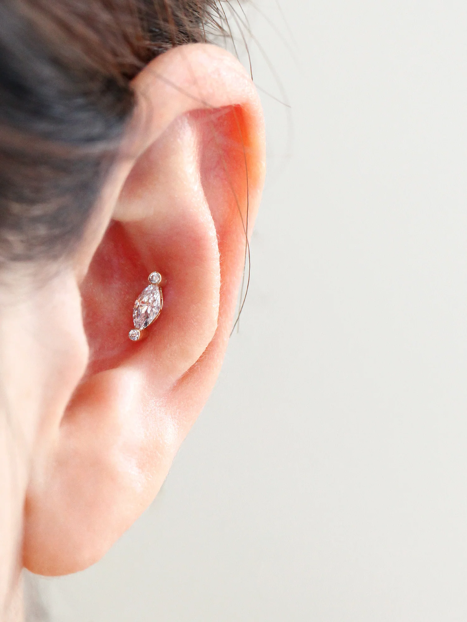14K Gold Marquise Cubic Cartilage Earring 18G16G - Image 8