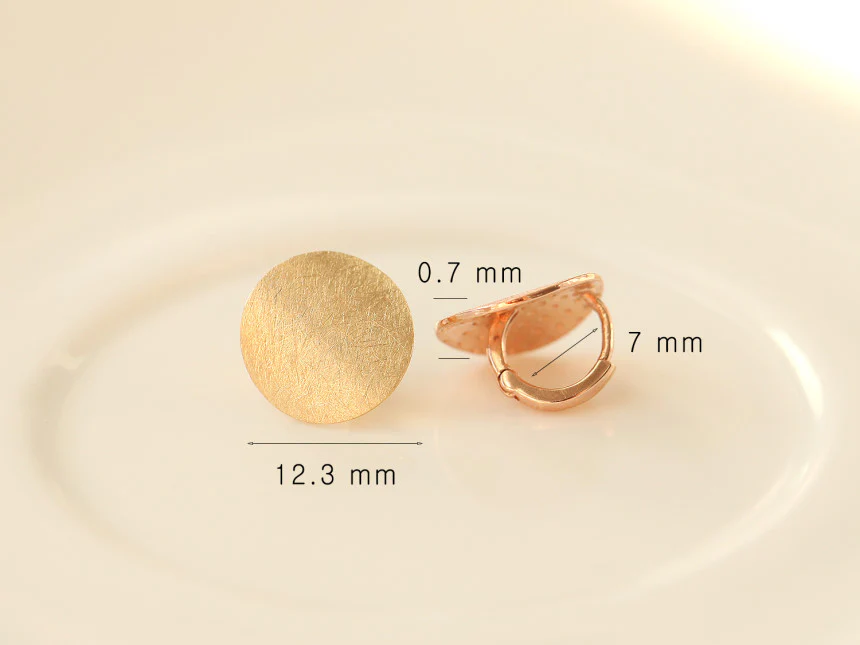 14K Gold Matte Coin Hoop Earring - Image 11