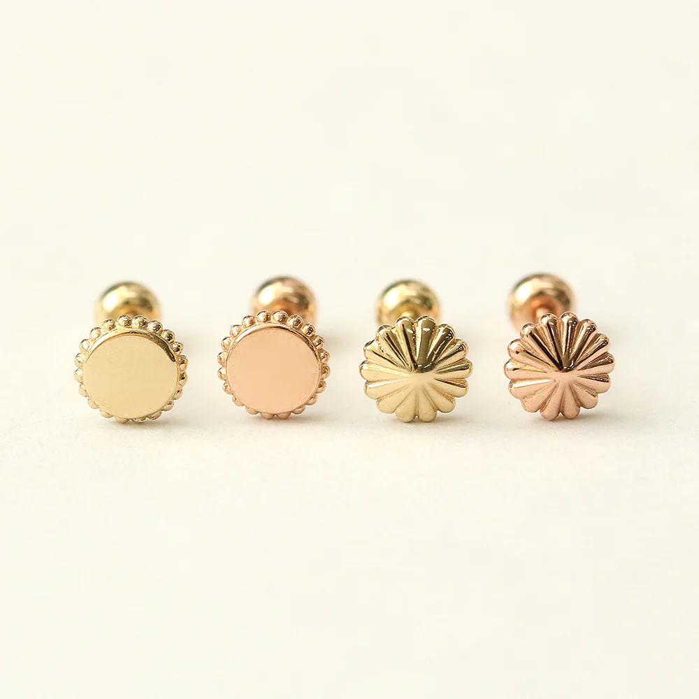 14K Gold Merry Round Cartilage Earring 20G18G16G - Image 10