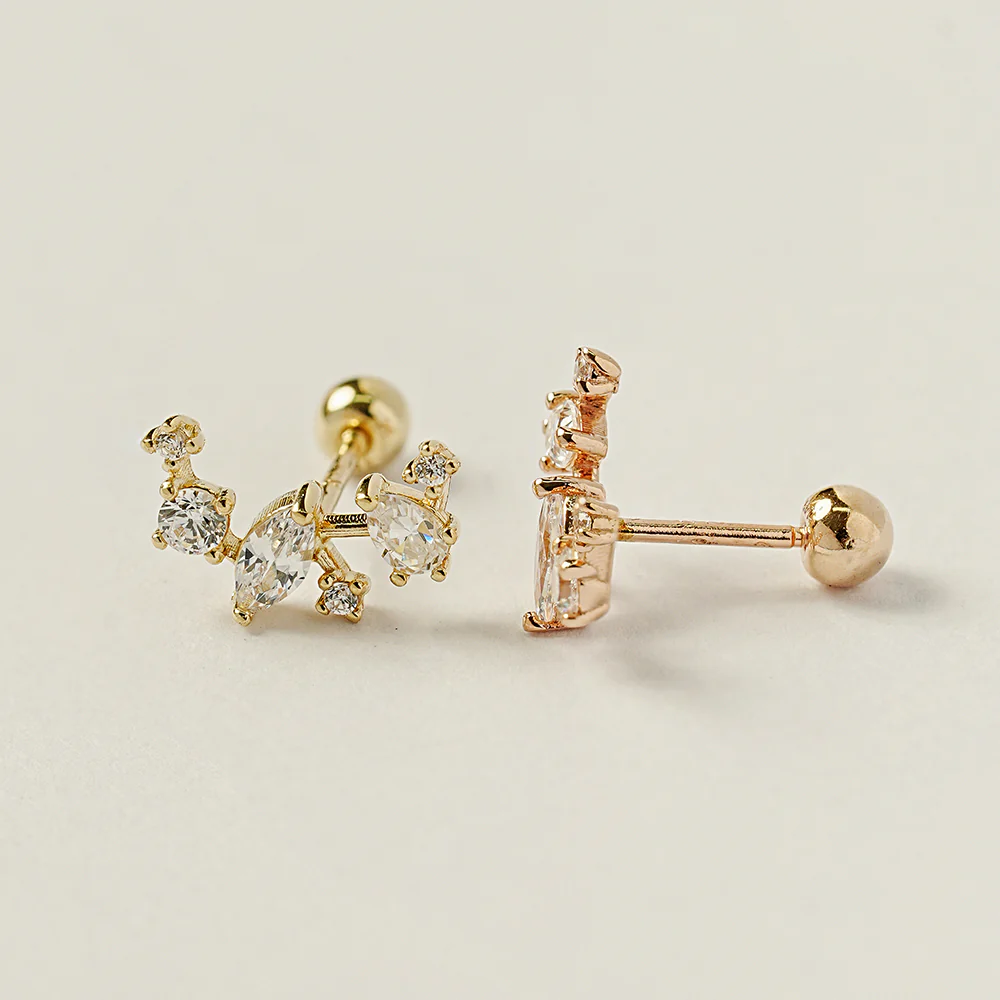 14K Gold Milkyway Cubic Cartilage Earring 20G18G16G - Image 13
