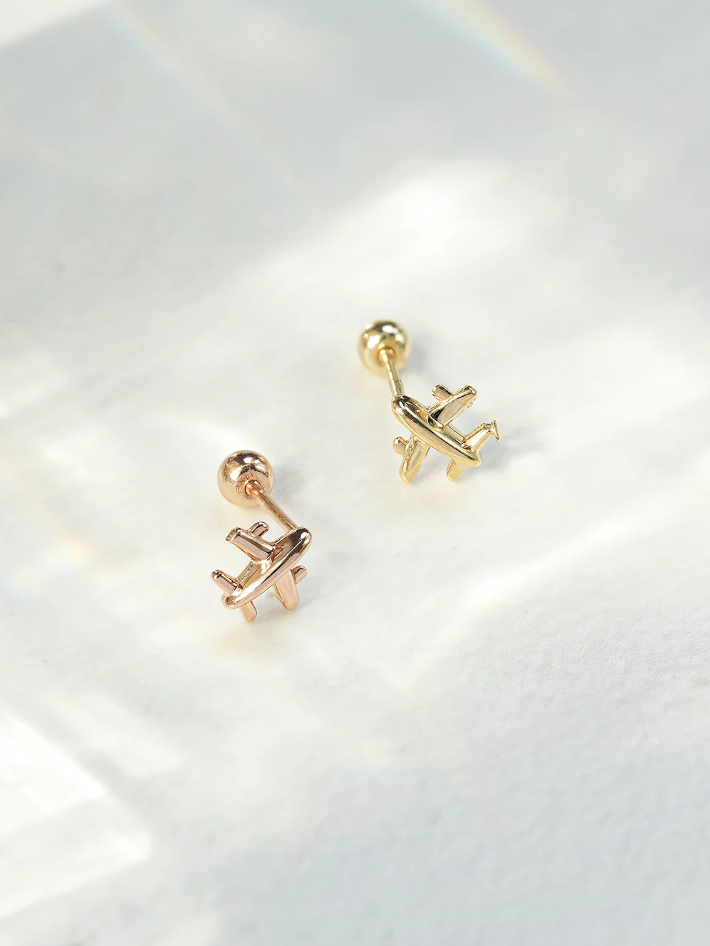 14K Gold Mini Airplane Cartilage Earring 20G18G16G - Image 13