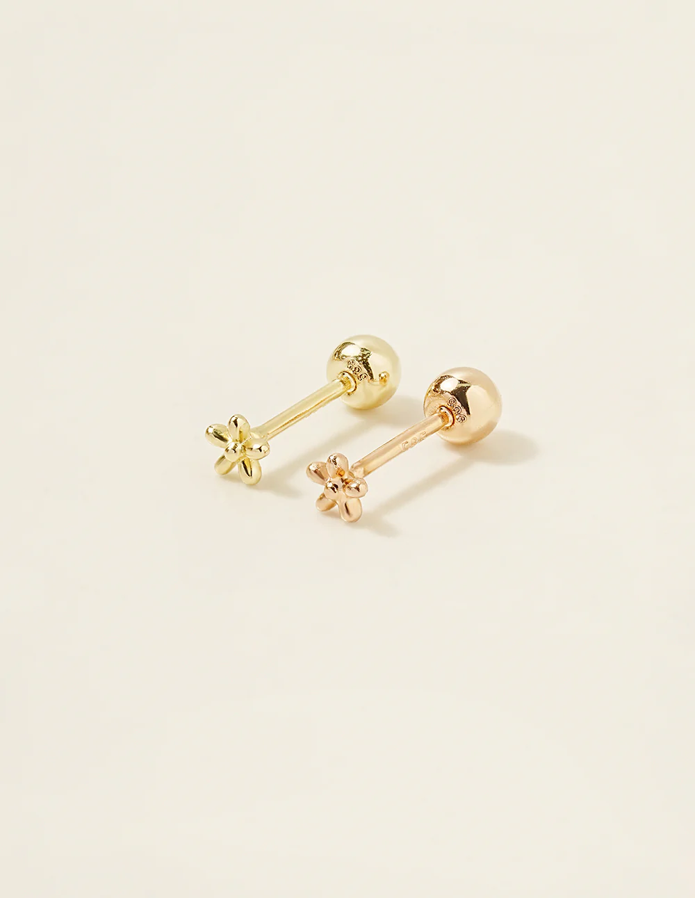 14K Gold Mini Ball Flower Cartilage Earring 20G - Image 3