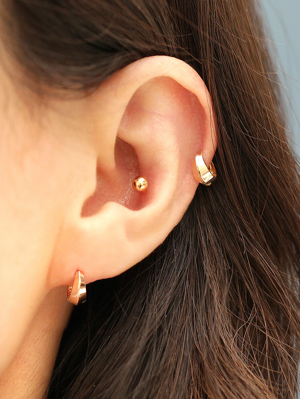 14K Gold Mini Bold Hoop Earring - Image 5