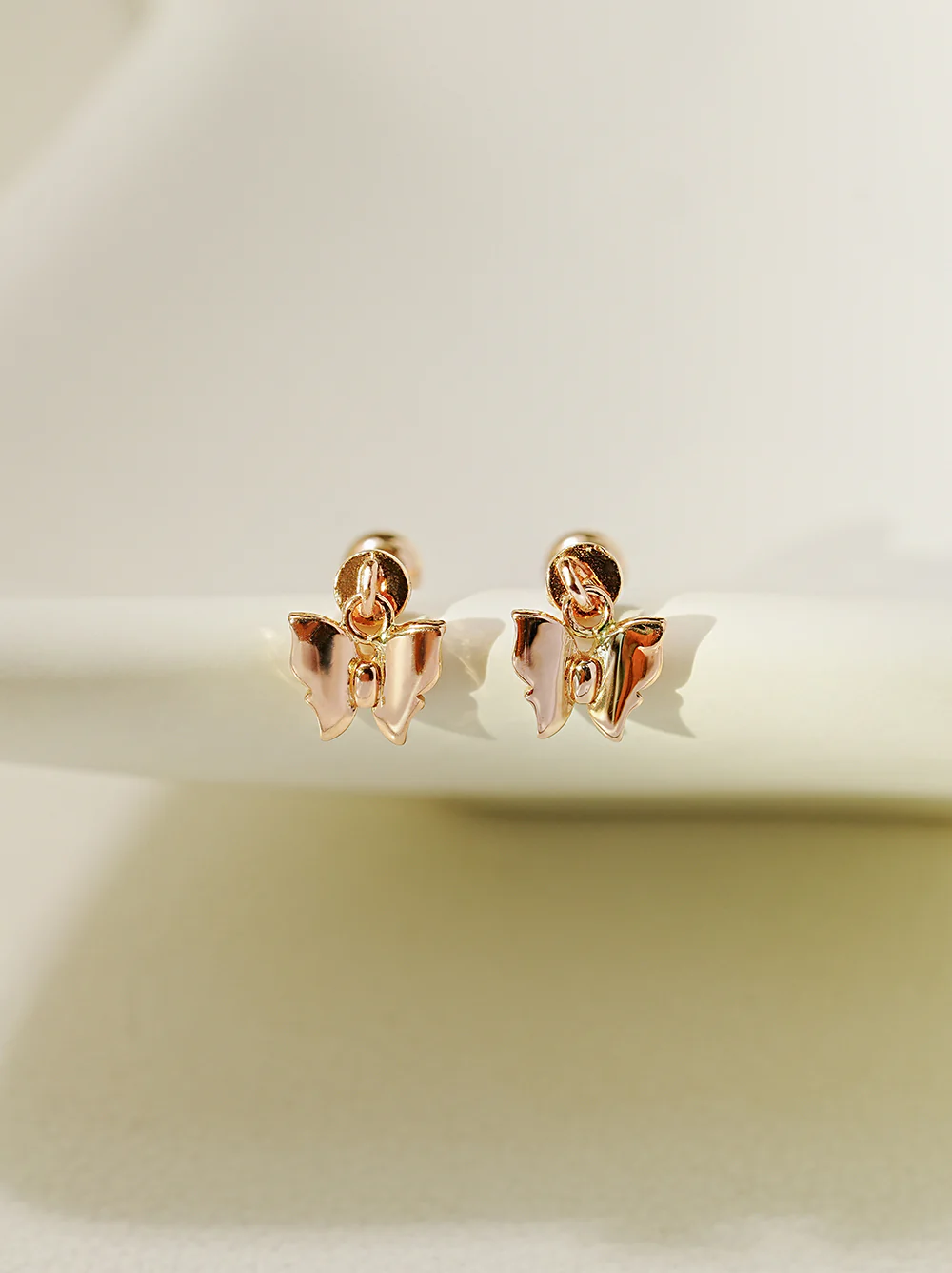14K Gold Mini Butterfly Drop Cartilage Earring 20G - Image 3