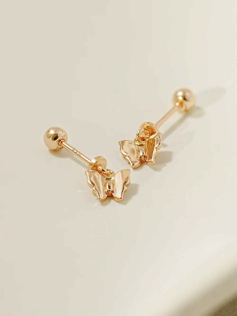 14K Gold Mini Butterfly Drop Cartilage Earring 20G - Image 5