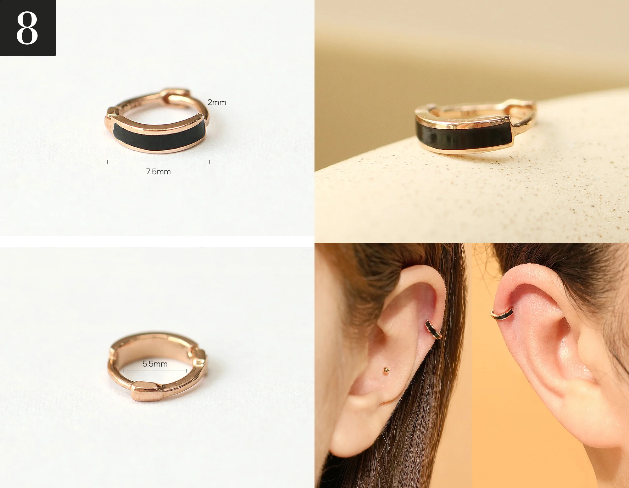 14K Gold Mini Cartilage Hoop Earring - Image 9