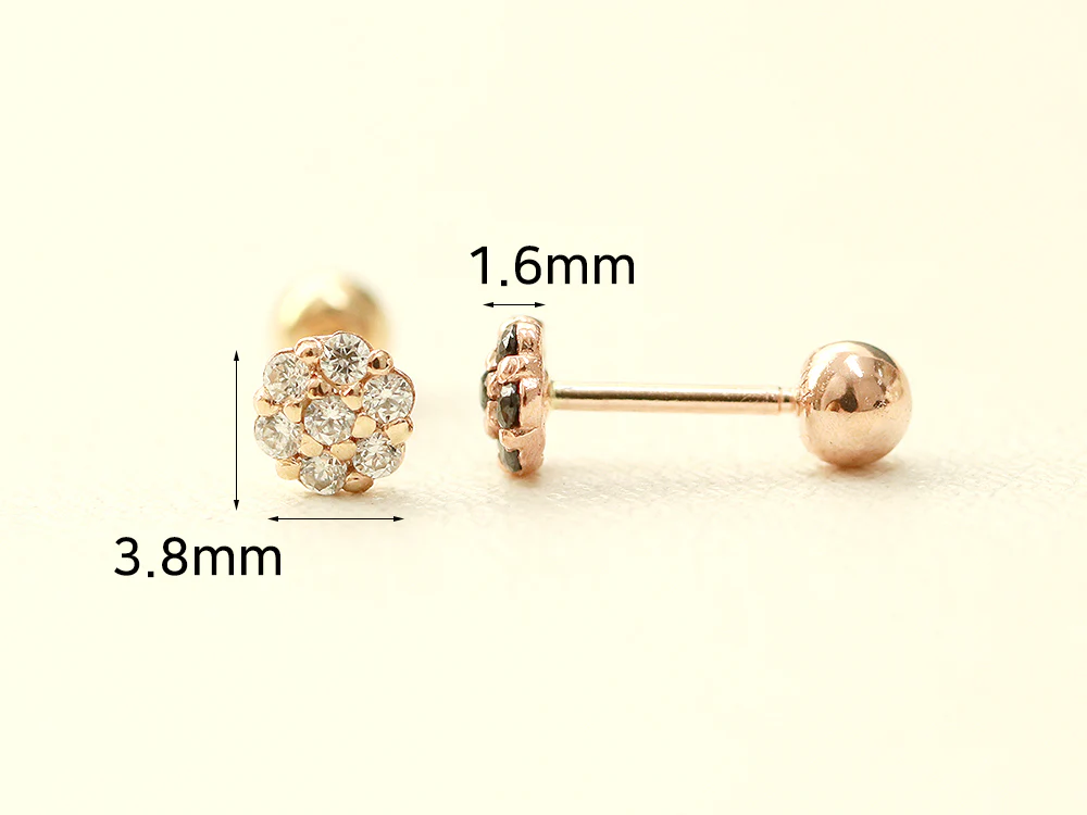 14K Gold Mini Colorful Flower Cartilage Earring 20G - Image 11
