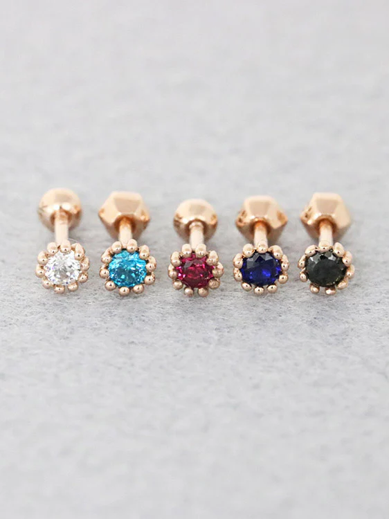14K gold Mini Cubic cartilage earring 18g16g