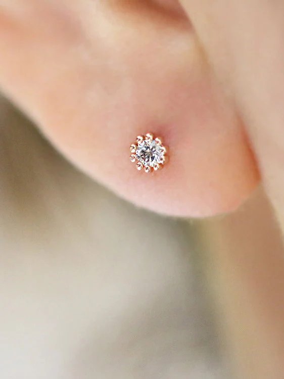 14K gold Mini Cubic cartilage earring 18g16g - Image 6